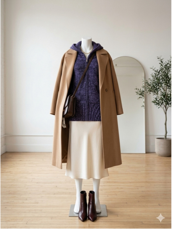 Zero + Maria Cornejo Sweaters - Zero + Maria Cornejo Merino Wool Hooded Zip Cardigan Purple Ruched S